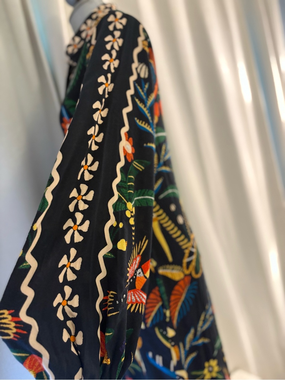 Farm Rio x Anthropologie Embroidered Floral Bird Maxi Shirt Dress 100% Viscose S - Picture 14 of 16
